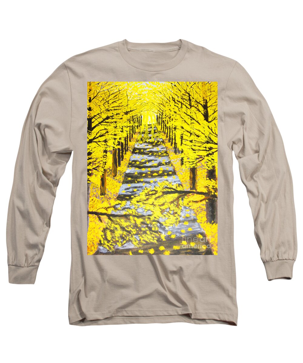 Picture Long Sleeve T-Shirt featuring the painting Golden avenue by Irina Afonskaya
