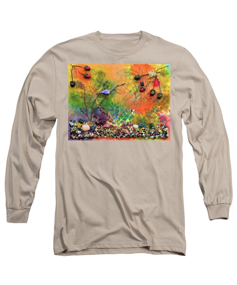 Woodland Long Sleeve T-Shirt featuring the mixed media Autumnal Enchantment by Donna Blackhall