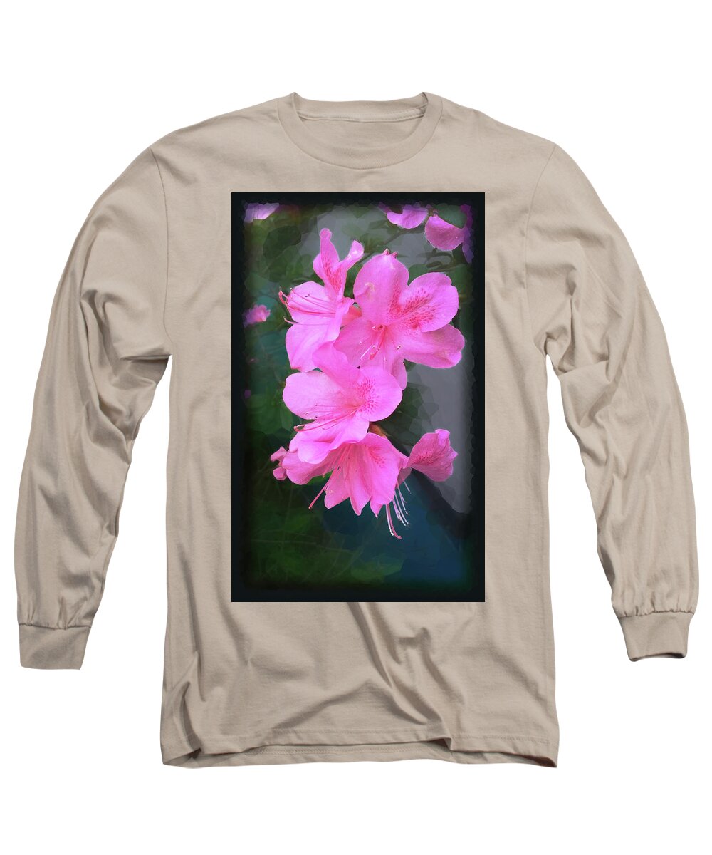 Azalea Long Sleeve T-Shirt featuring the digital art Azalea Spray by Ginny Schmidt