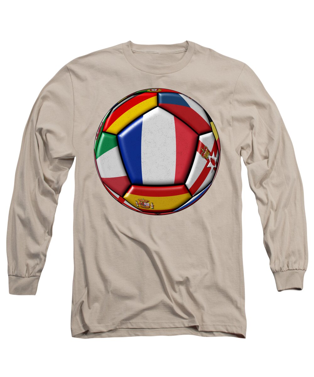 Championships Long Sleeve T-Shirt featuring the digital art Ball with flag of France in the center by Michal Boubin