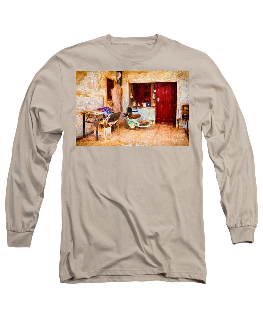 Barber Long Sleeve T-Shirt featuring the photograph Barber Shop by Les Palenik