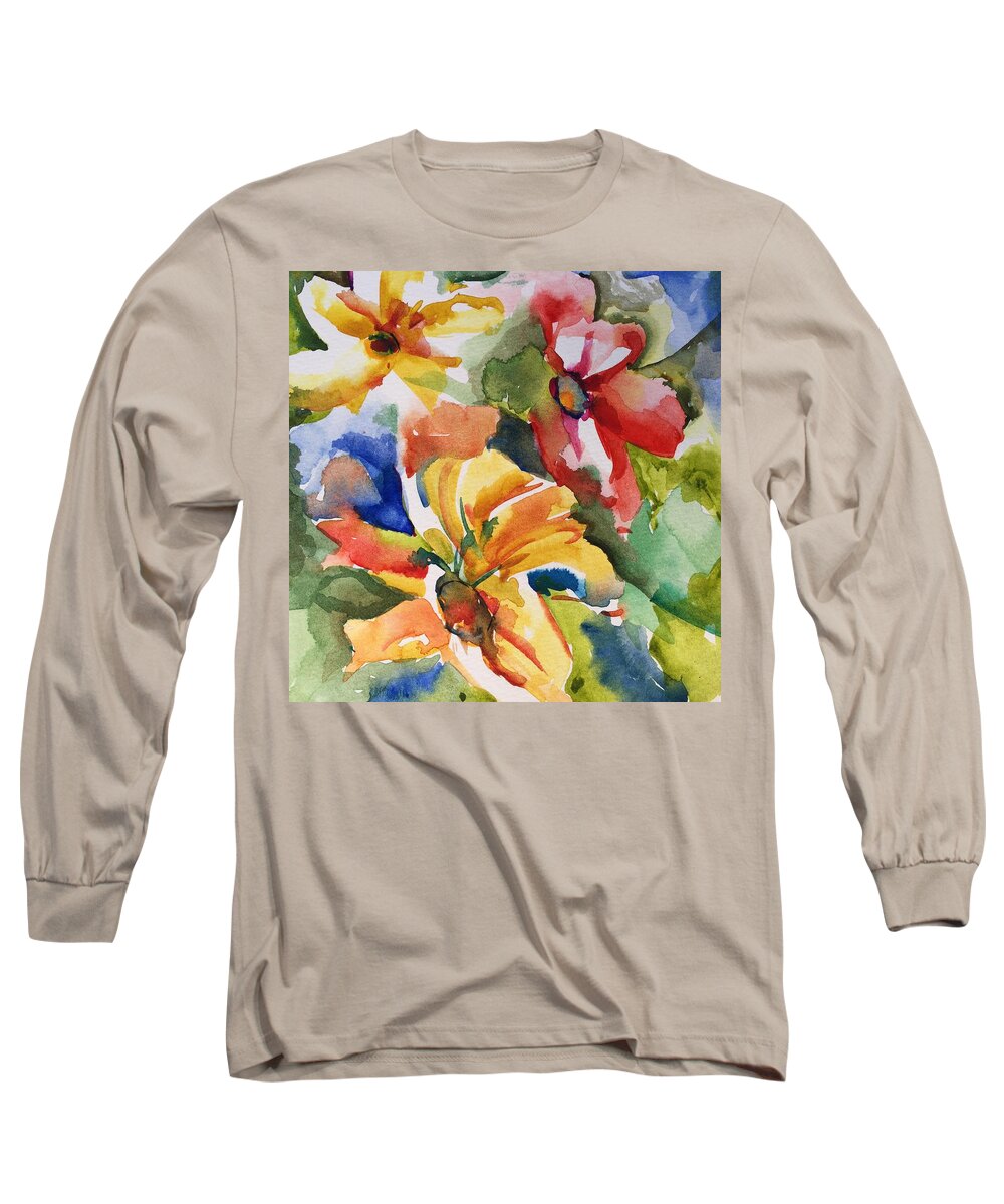 Watercolor Long Sleeve T-Shirt featuring the painting Be a Wildflower by Bonny Butler