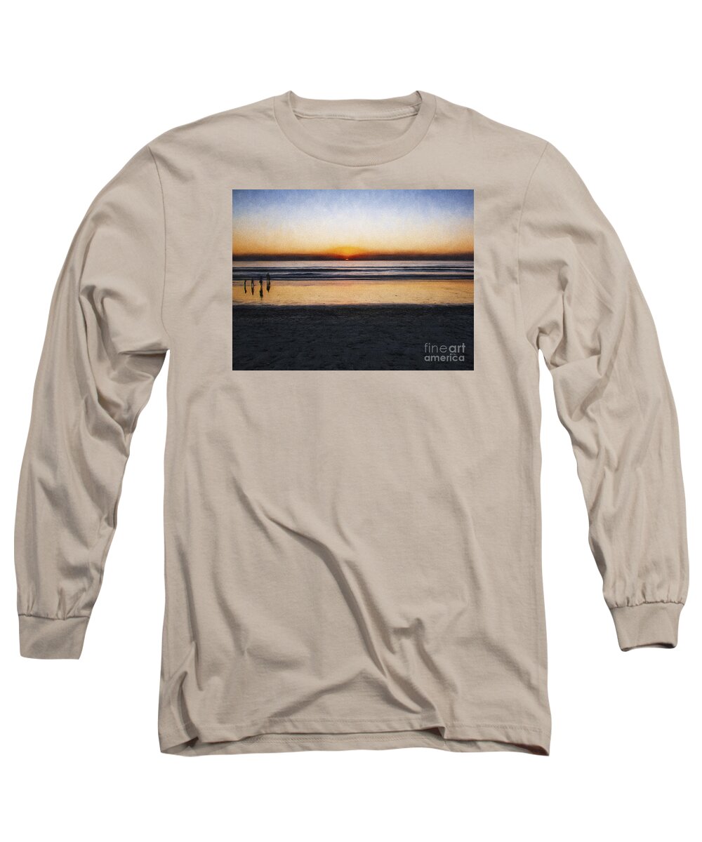Fine Art Photography Long Sleeve T-Shirt featuring the photograph Beach Family ... by Chuck Caramella