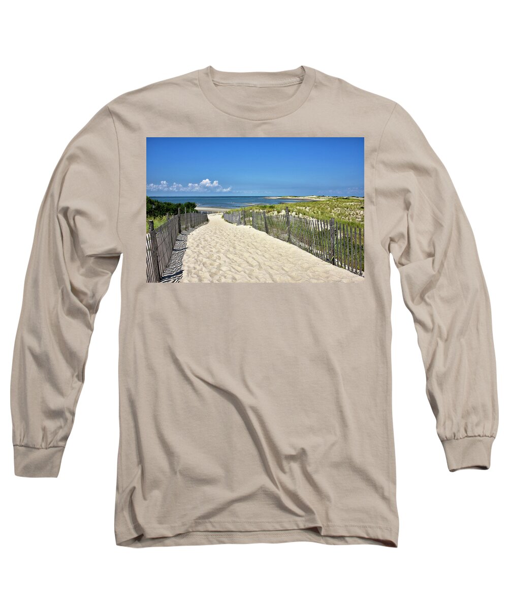 Cape Henlopen State Park Long Sleeve T-Shirt featuring the photograph Beach Path at Cape Henlopen State Park - The Point - Delaware by Brendan Reals