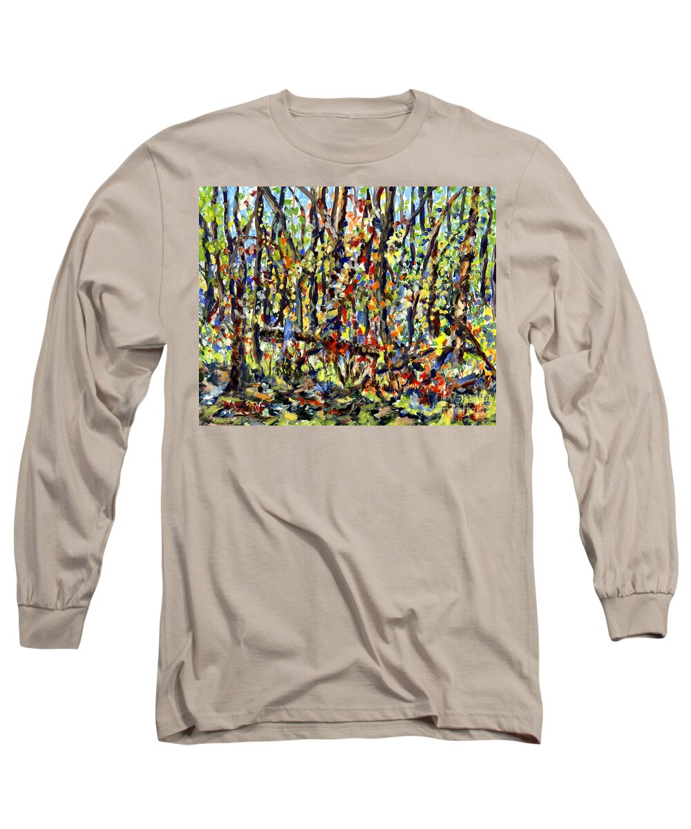 Bedminster Pa Long Sleeve T-Shirt featuring the painting Bedminster Woods Bucks County Pennsylvania by Pamela Parsons