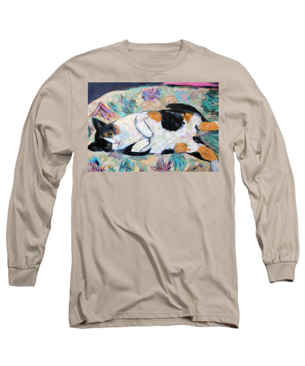 Cat Long Sleeve T-Shirt featuring the painting Bee Bee by Carolyn Donnell