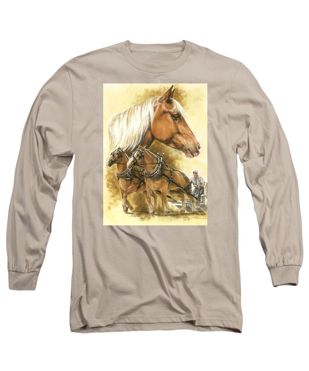 Equus Long Sleeve T-Shirt featuring the mixed media Belgian by Barbara Keith