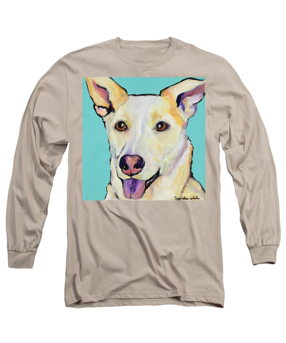 Dog Paintings Long Sleeve T-Shirt featuring the painting Bella by Pat Saunders-White