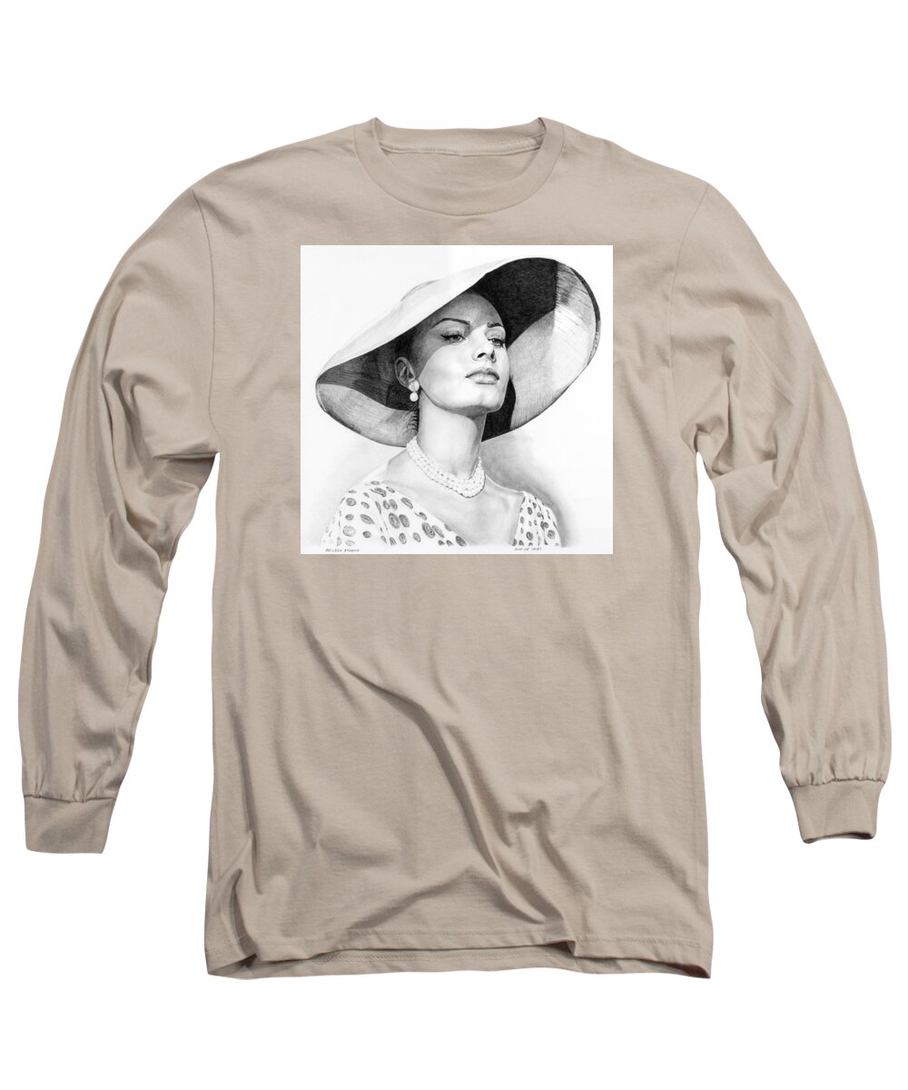 Sophia Long Sleeve T-Shirt featuring the drawing Bellezza eterna by Rob De Vries