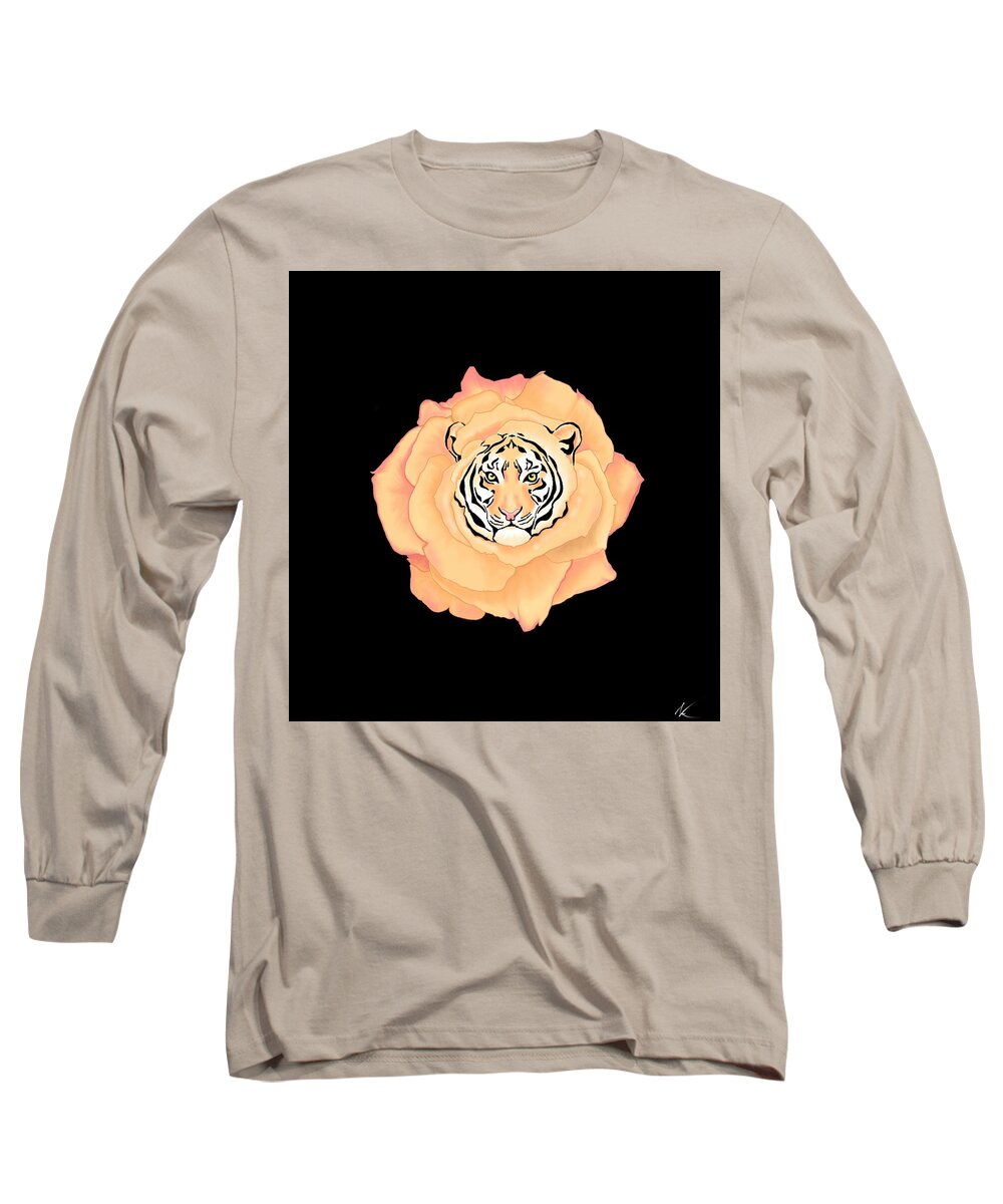 Tiger Long Sleeve T-Shirt featuring the digital art Bengal Blossom by Norman Klein