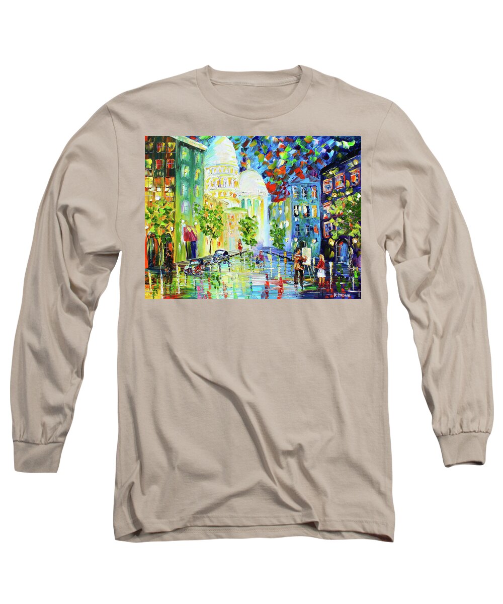 City Paintings Long Sleeve T-Shirt featuring the painting Big City by Kevin Brown