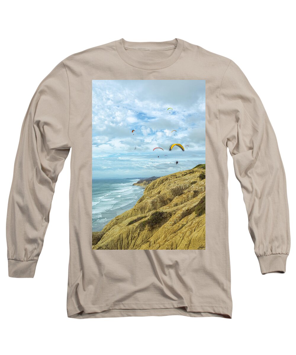 Paragliding Long Sleeve T-Shirt featuring the photograph Freedom Above La Jolla by Joseph S Giacalone