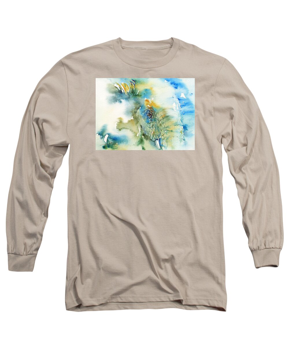 Elephant Long Sleeve T-Shirt featuring the painting Blue Boy_ Elephant by Arti Chauhan