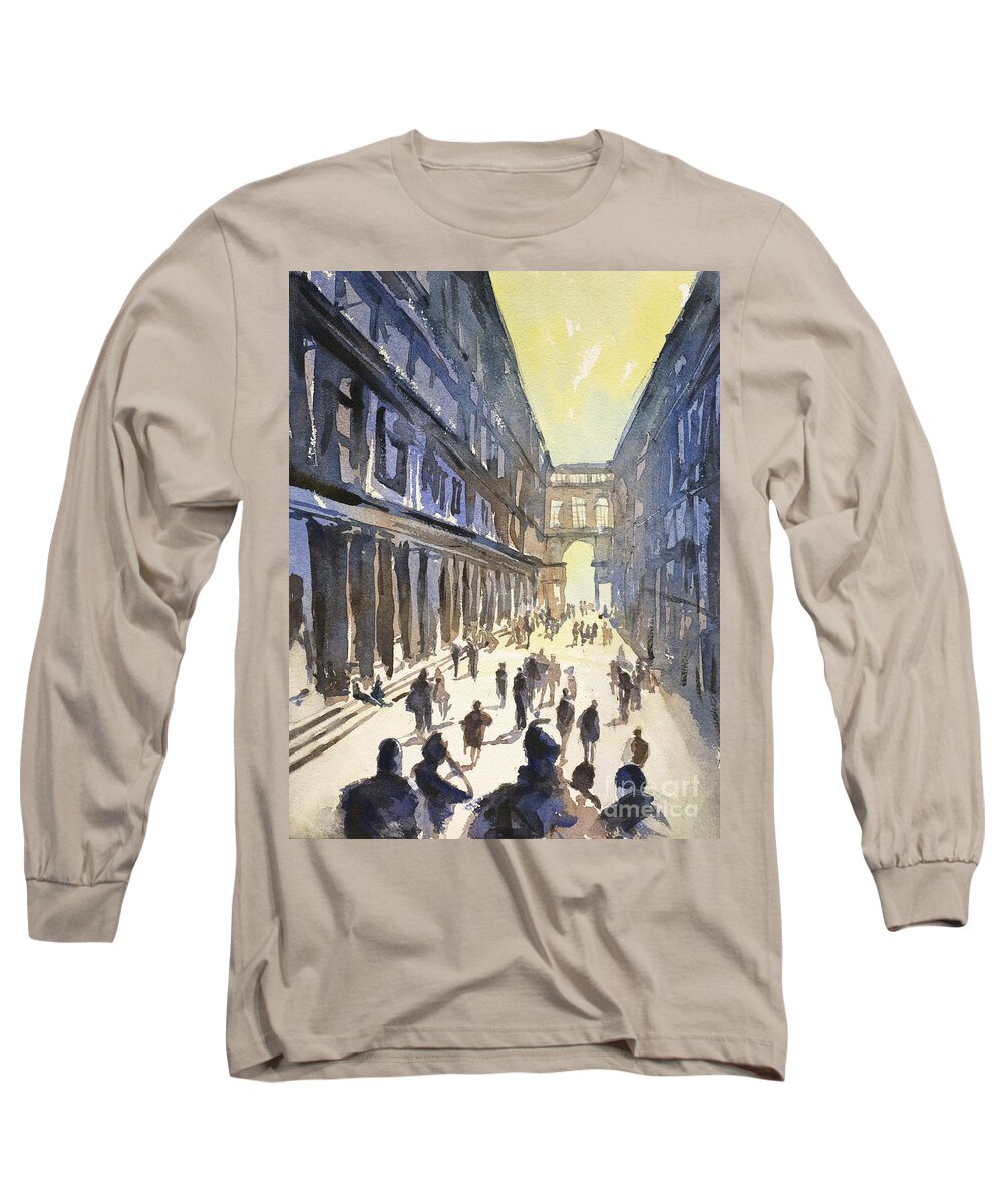 Street Scene Long Sleeve T-Shirt featuring the painting Bologna Sunset- Italy by Ryan Fox