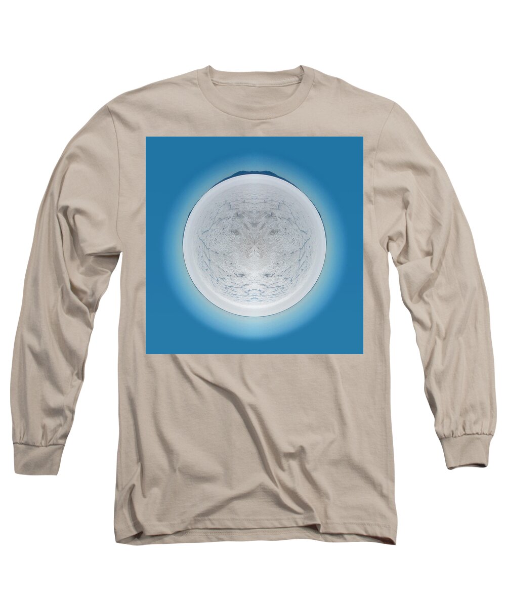 Blue Long Sleeve T-Shirt featuring the photograph Bonneville Salt Flats Mirrored Stereographic Projection by K Bradley Washburn