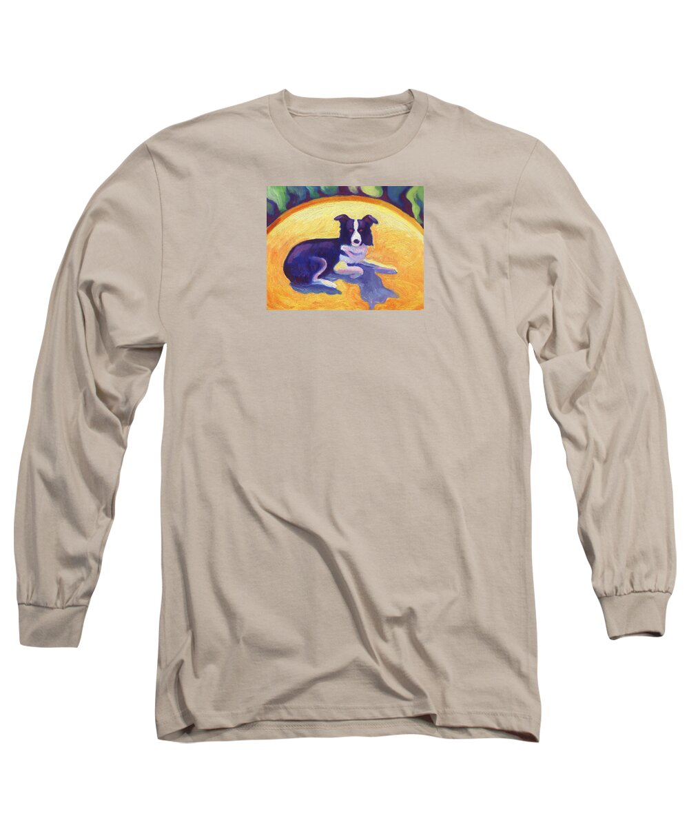 Ten Long Sleeve T-Shirt featuring the painting Border Collie by Linda Ruiz-Lozito