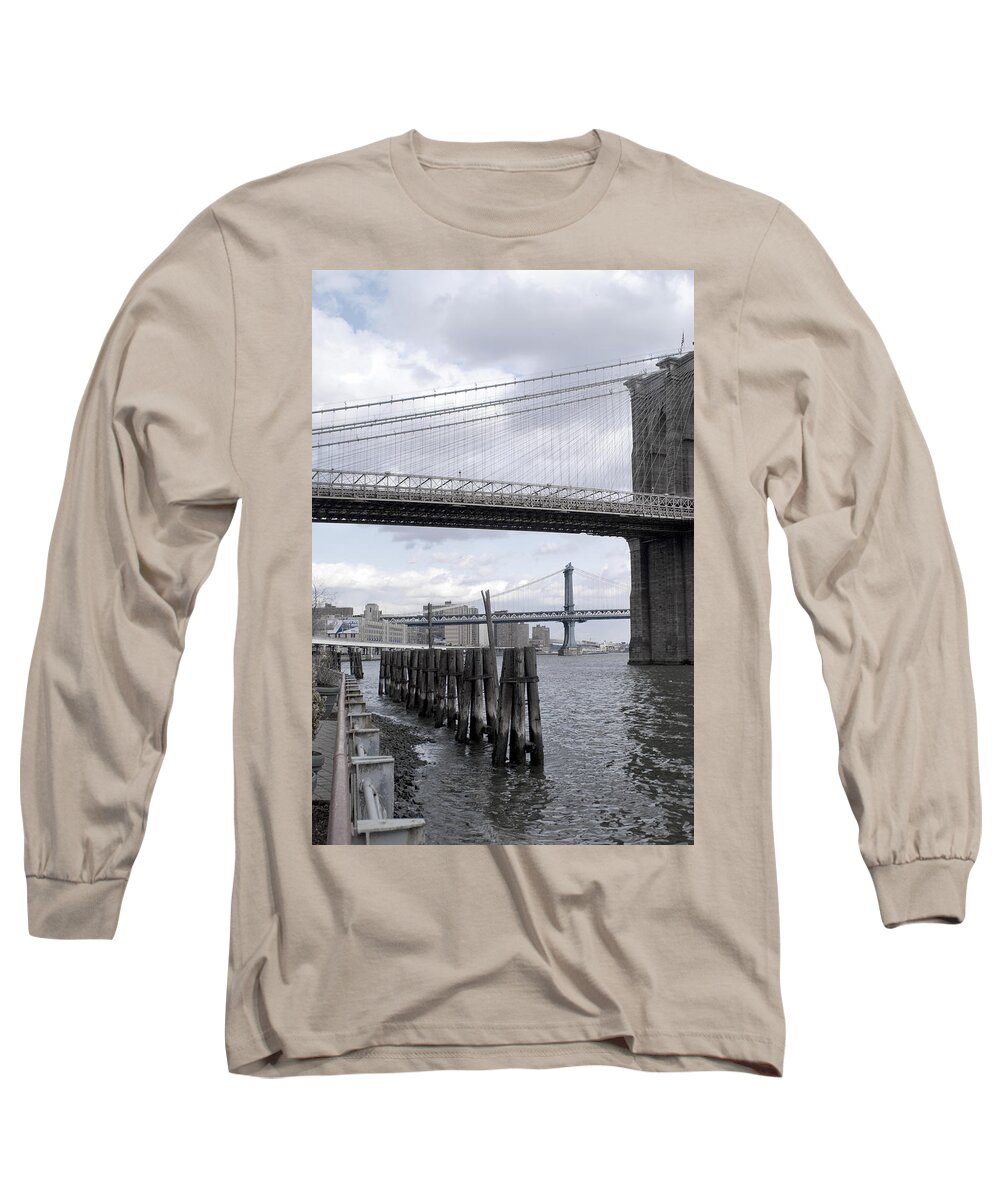 River Long Sleeve T-Shirt featuring the photograph Brooklyn Bridge II by Henri Irizarri