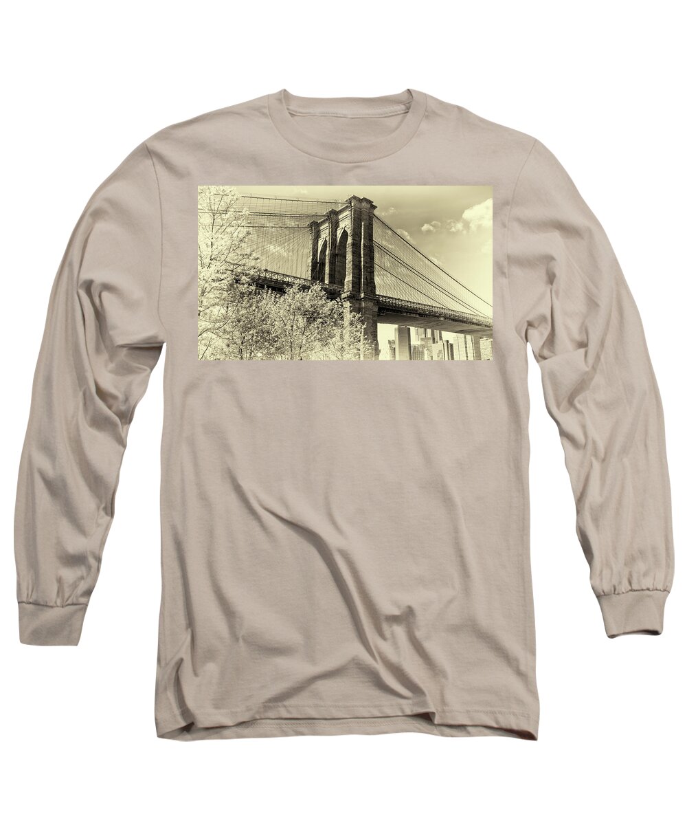 Brooklyn Bridge Long Sleeve T-Shirt featuring the photograph Brooklyn Bridge by John Hoey