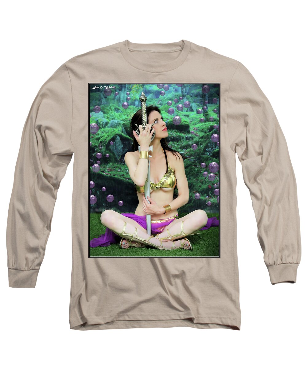 Fantasy Long Sleeve T-Shirt featuring the photograph Bubbles and Sword by Jon Volden