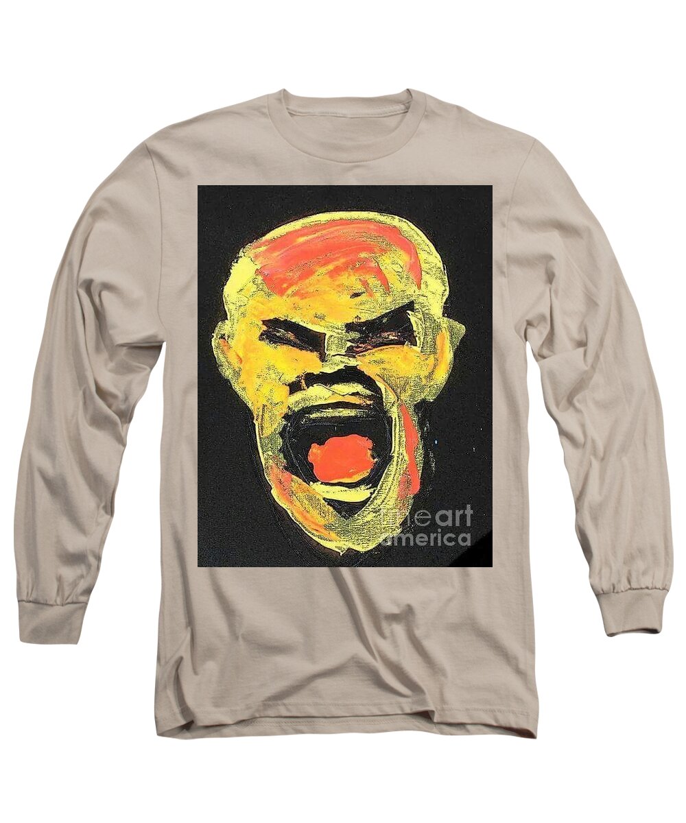 Trumped Out Racist Behavior Long Sleeve T-Shirt featuring the painting Bushed Out series by Tyrone Hart