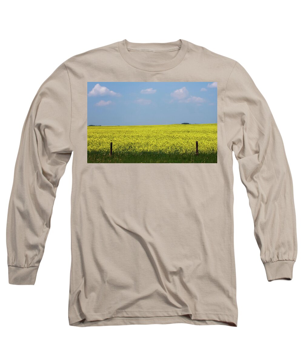 Terry D Photography Long Sleeve T-Shirt featuring the photograph Canola Field Alberta Canada by Terry DeLuco