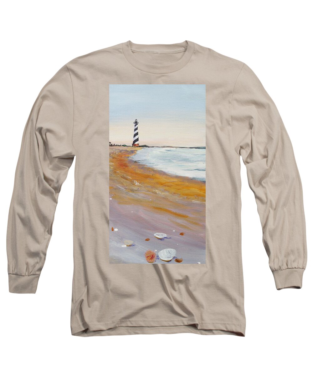 Cape Hatteras Long Sleeve T-Shirt featuring the painting Cape Hatteras Lighthouse by Anne Marie Brown