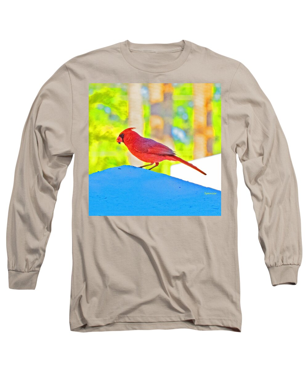 Bird Long Sleeve T-Shirt featuring the photograph Cardinal Blue by T Guy Spencer