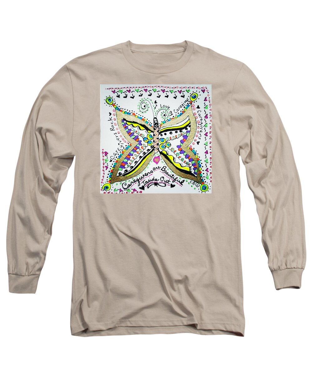 Zentangle Long Sleeve T-Shirt featuring the drawing Spread Your Wings by Carole Brecht