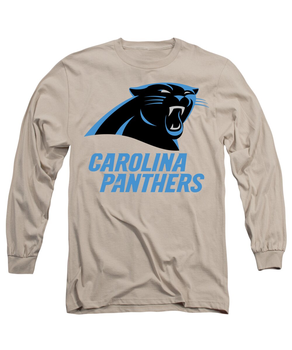 Carolina Long Sleeve T-Shirt featuring the mixed media Carolina Panthers on an abraded steel texture by Movie Poster Prints