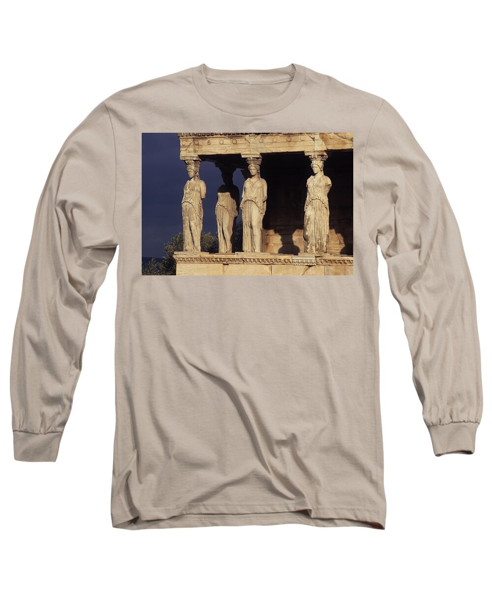Greece Long Sleeve T-Shirt featuring the photograph Caryatides at the Acropolis by Cliff Wassmann