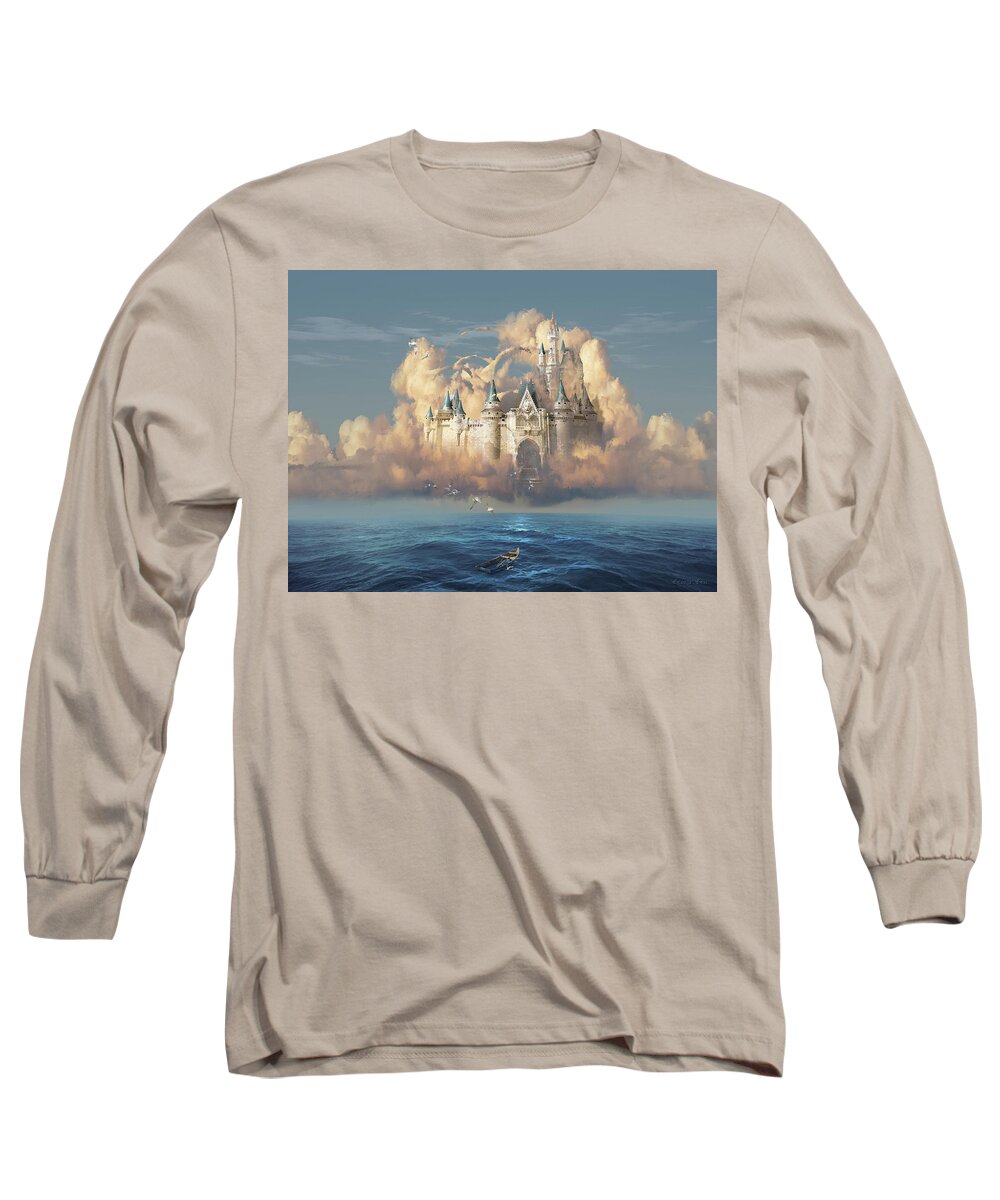 Dream Long Sleeve T-Shirt featuring the digital art Castle in the Sky by George Grie