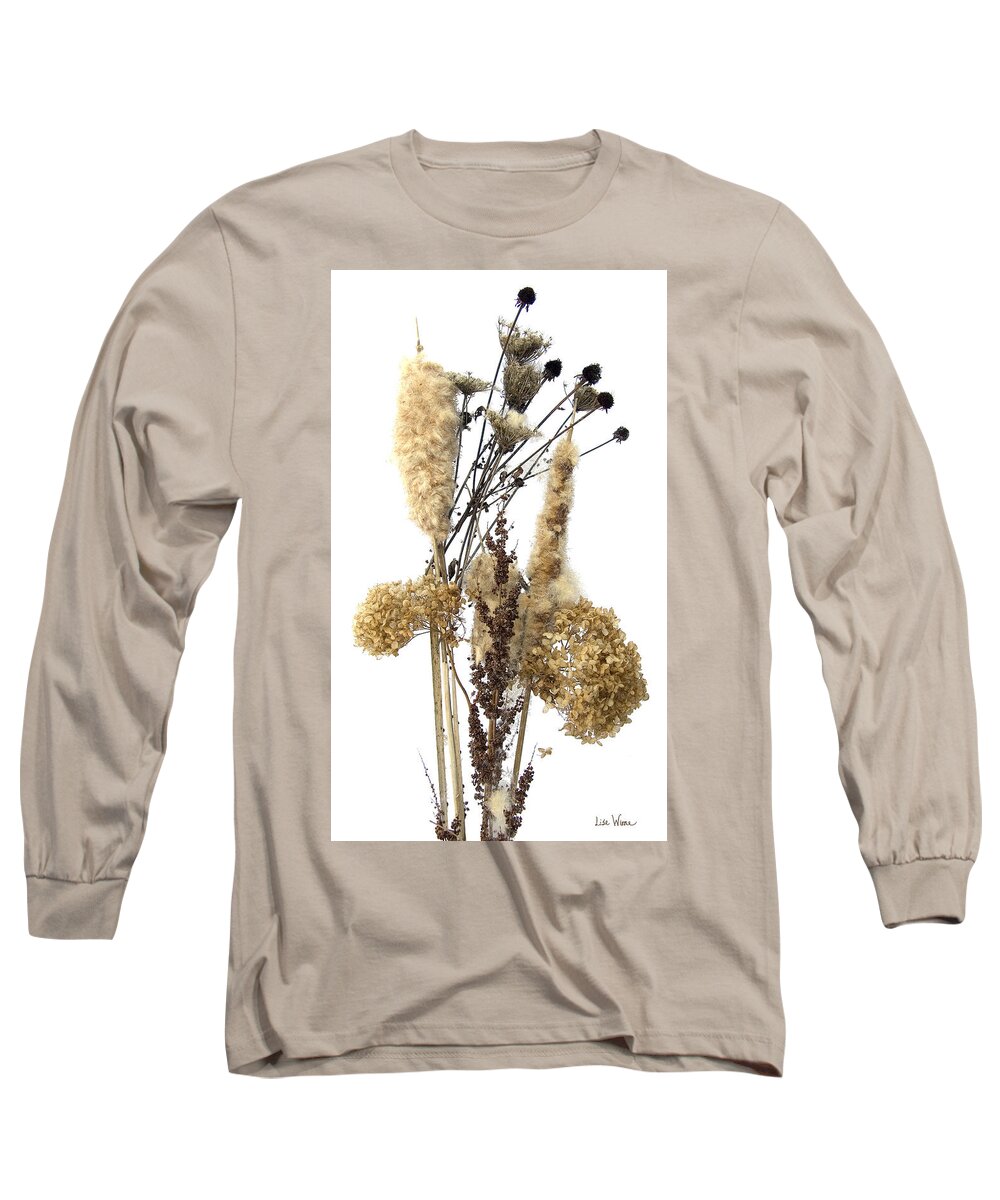 Lise Winne Long Sleeve T-Shirt featuring the digital art Cattails and November Flowers II by Lise Winne