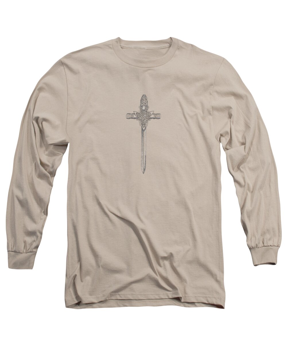 Celtic Long Sleeve T-Shirt featuring the digital art Celtic Sword B999v2 by Deborah Runham