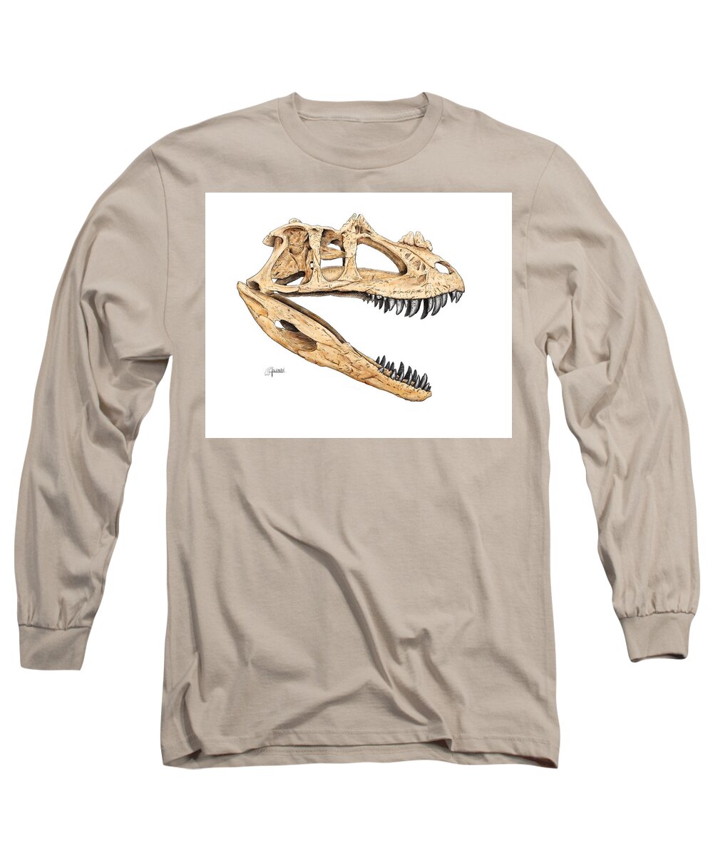 Ceratosaur Long Sleeve T-Shirt featuring the digital art Ceratosaur Skull by Rick Adleman