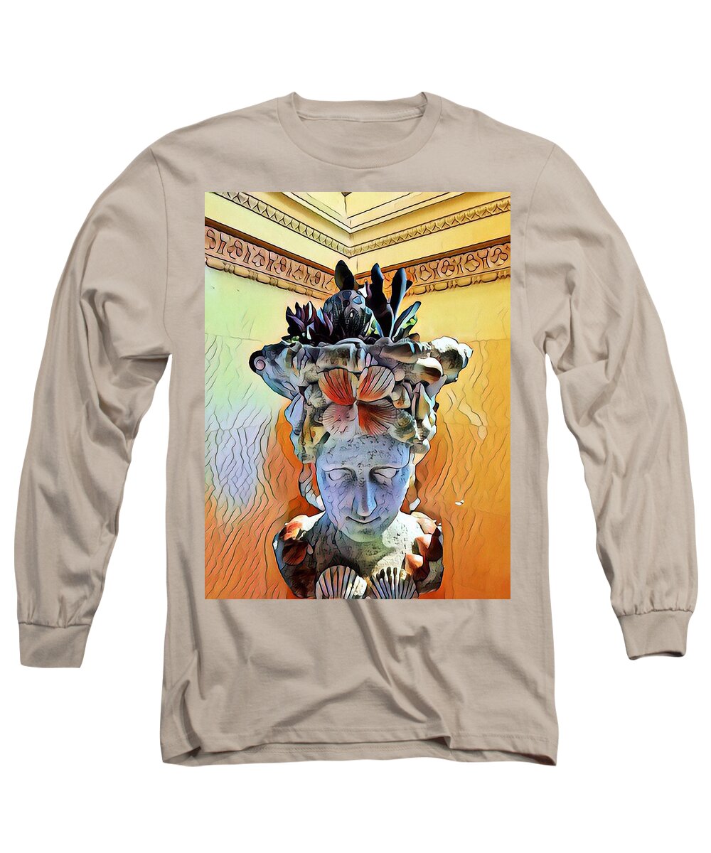 Cronus Greek God Long Sleeve T-Shirt featuring the mixed media Cronus by Don Wright
