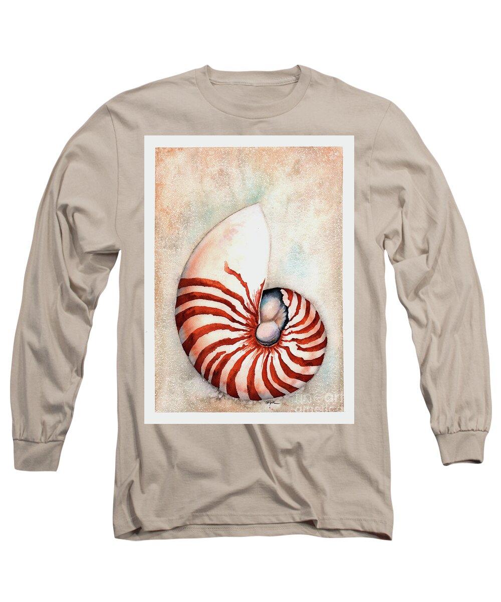 Chambered Nautilus Long Sleeve T-Shirt featuring the painting Chambered Nautilus by Hilda Wagner