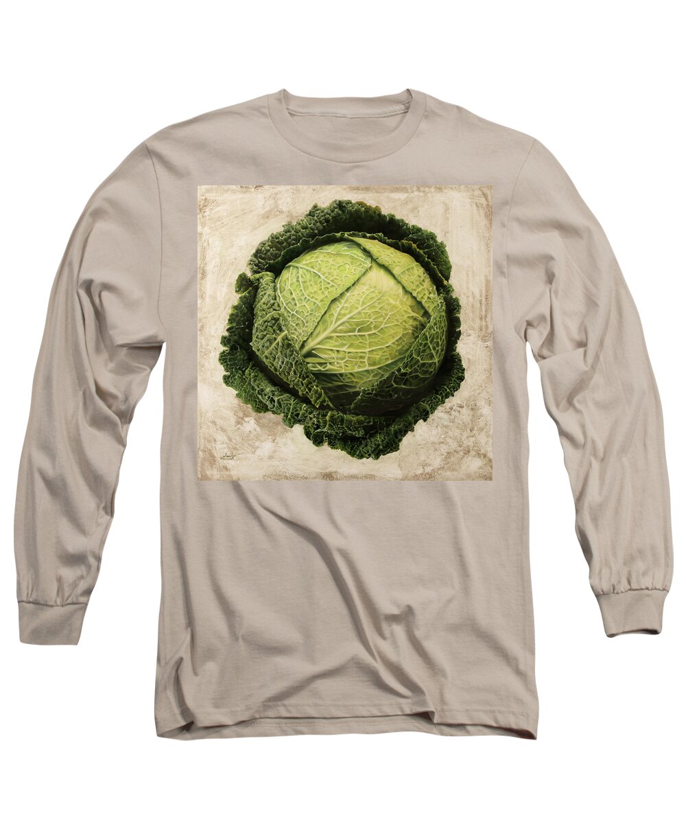 Cabbage Long Sleeve T-Shirt featuring the painting Checcavolo by Danka Weitzen