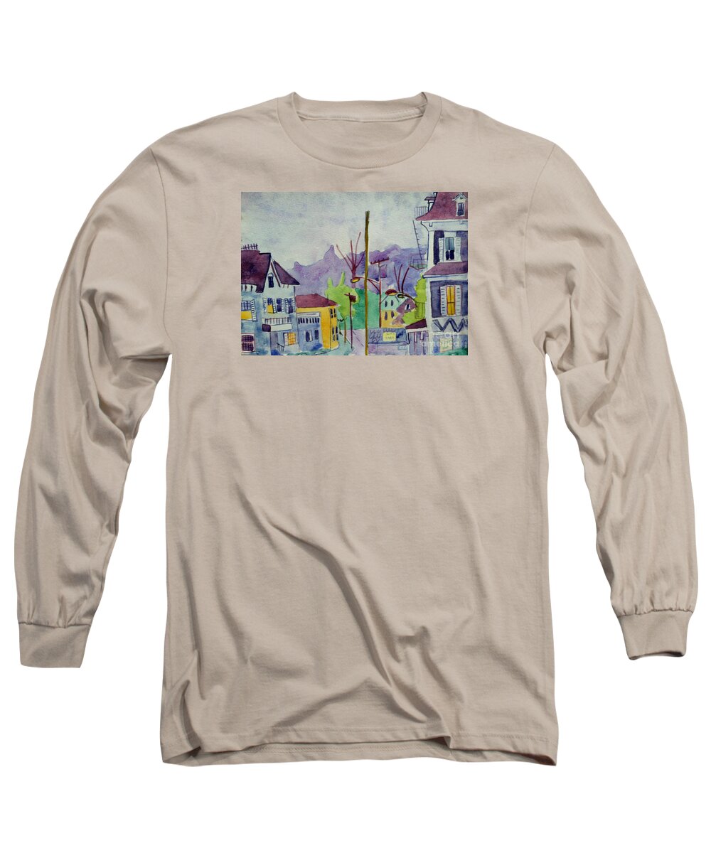 Chelmsford Long Sleeve T-Shirt featuring the painting Chelmsford Center Watercolor by Debra Bretton Robinson
