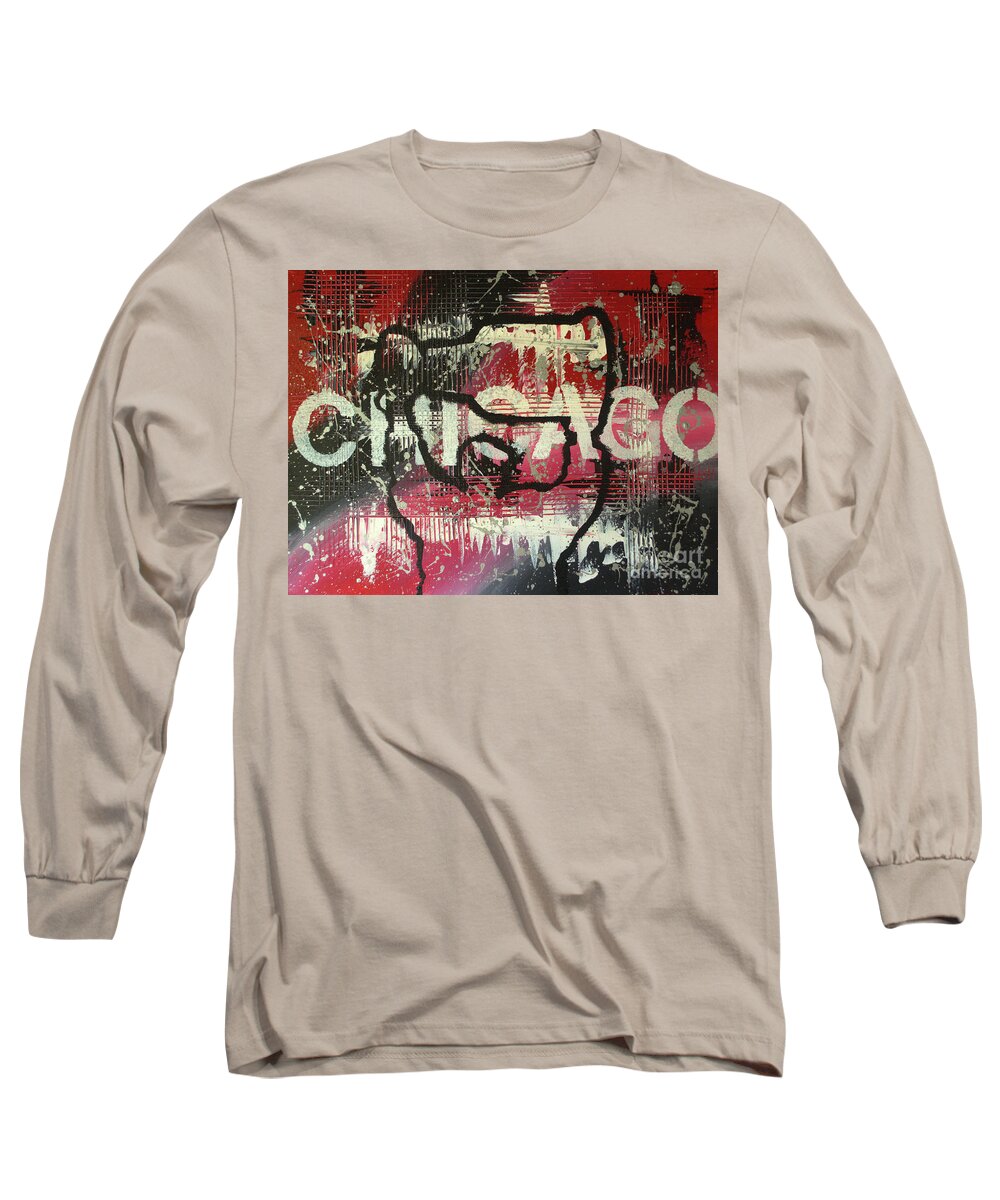 Chicago Blackhawks Long Sleeve T-Shirt featuring the painting Chicago's Cup by Melissa Jacobsen