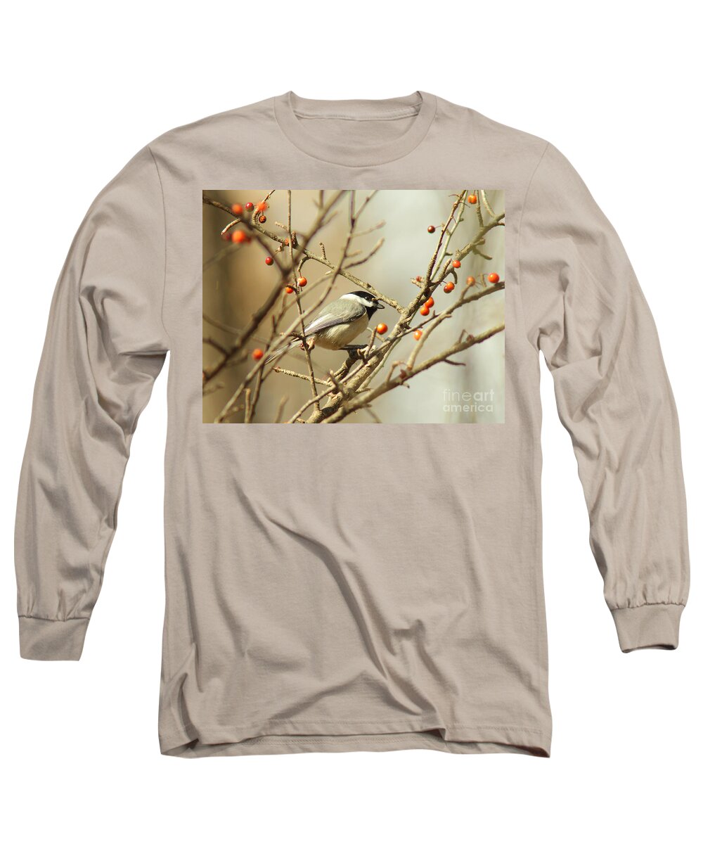 Animal Long Sleeve T-Shirt featuring the photograph Chickadee 2 of 2 by Robert Frederick