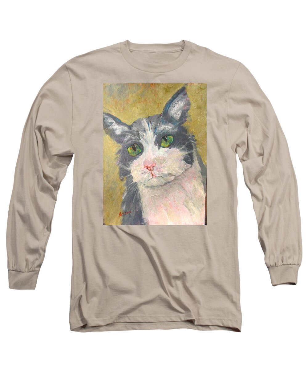 Cat Long Sleeve T-Shirt featuring the painting Chloe by Barbara O'Toole