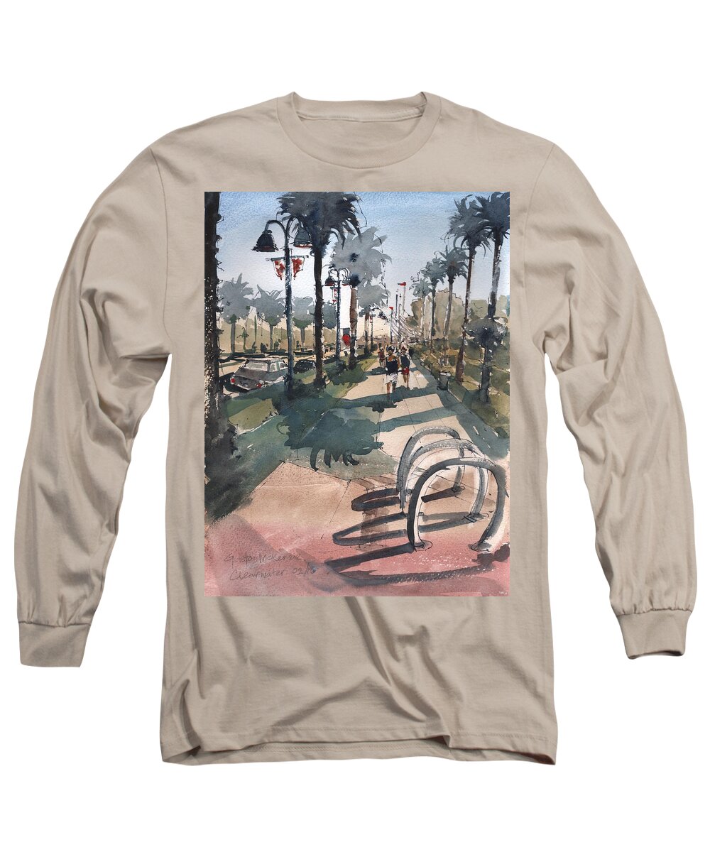 Landscape Long Sleeve T-Shirt featuring the painting Clearwater Bridge by Gaston McKenzie