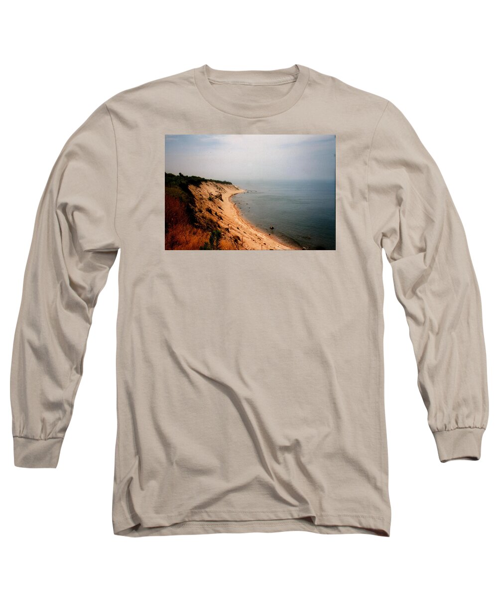 Nature Long Sleeve T-Shirt featuring the photograph Cliffs of Block Island by Robert Nickologianis