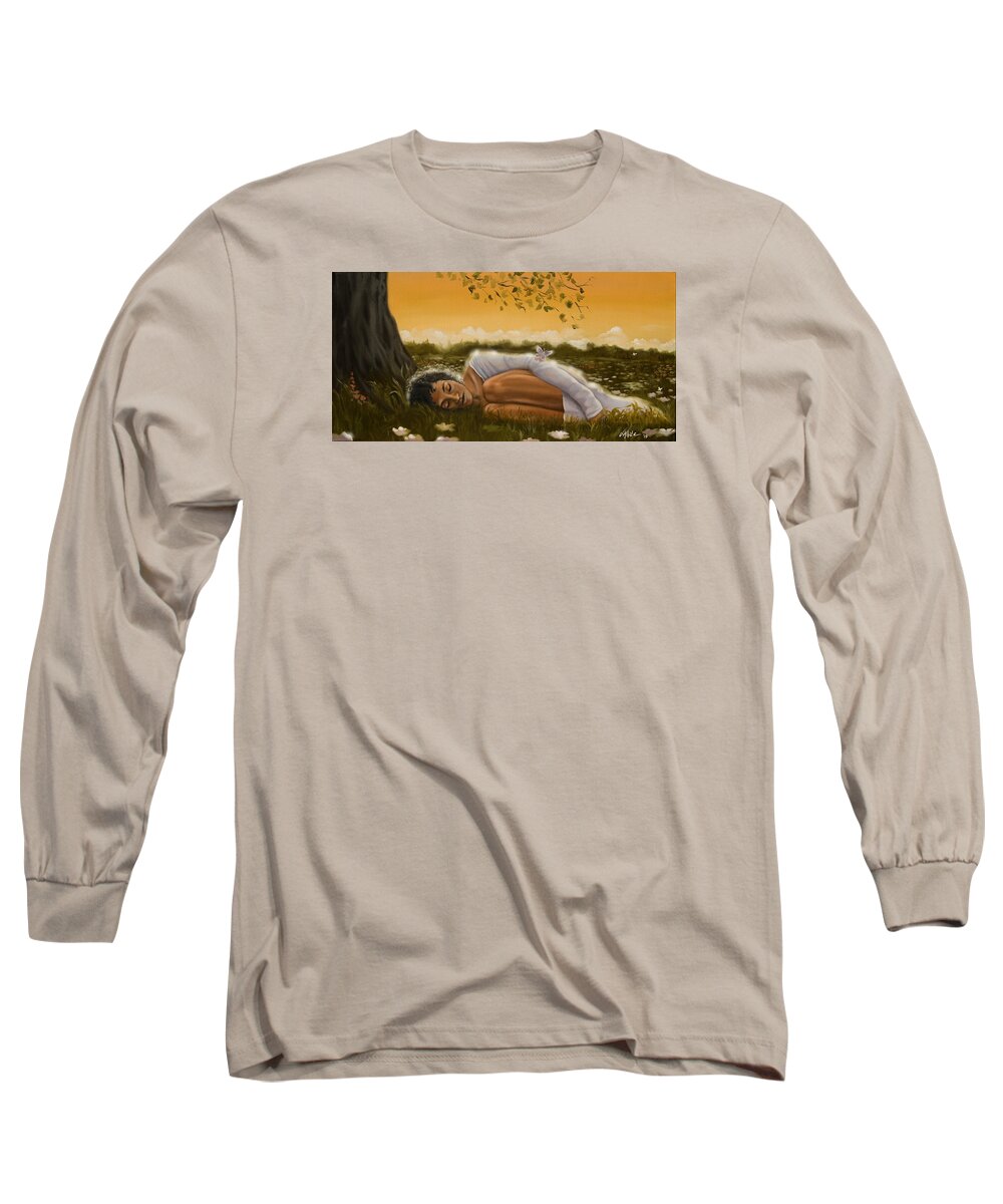Sleep Long Sleeve T-Shirt featuring the painting Cocoon by Jerome White