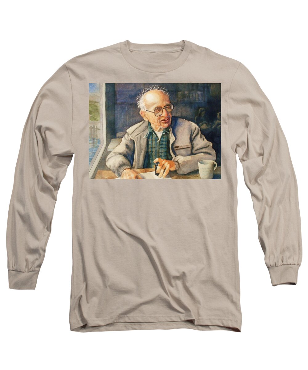 Coffee Long Sleeve T-Shirt featuring the painting Coffee with Andy by Marilyn Jacobson