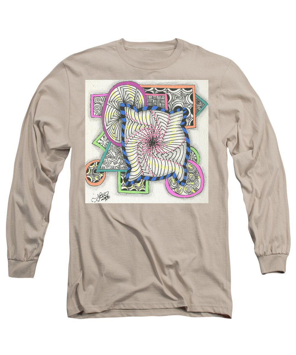 Color Long Sleeve T-Shirt featuring the drawing Colored Frames by Jan Steinle
