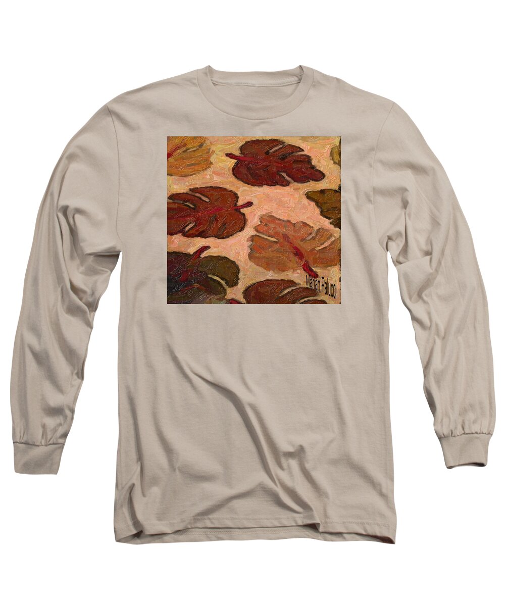 Leaves Long Sleeve T-Shirt featuring the painting Colorful Leaves by Marian Lonzetta