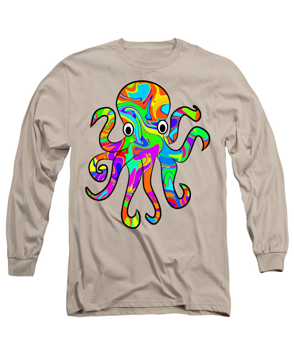 Octopus Long Sleeve T-Shirt featuring the digital art Colorful Octopus by Chris Butler
