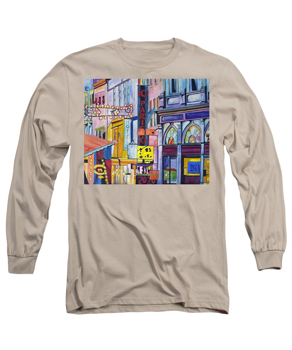 Cityscape Long Sleeve T-Shirt featuring the painting Colors of Paris by Patricia Arroyo