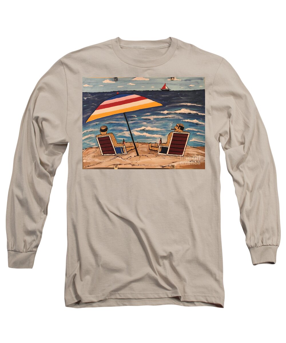 Wall Art Long Sleeve T-Shirt featuring the painting Comb Over Brothers by Jeffrey Koss